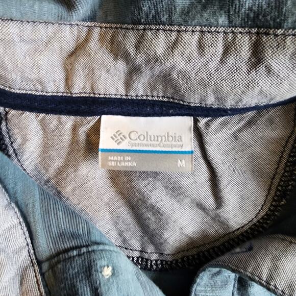 Columbia Men's Medium Blue Striped Polo Hiking Shirt - Picture 4 of 6